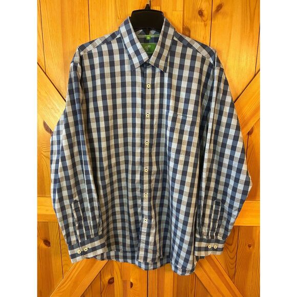 Forsyth of Canada Long Sleeve Button Down Shirt Blue Gray Plaid Size XL (5328) - Picture 1 of 7
